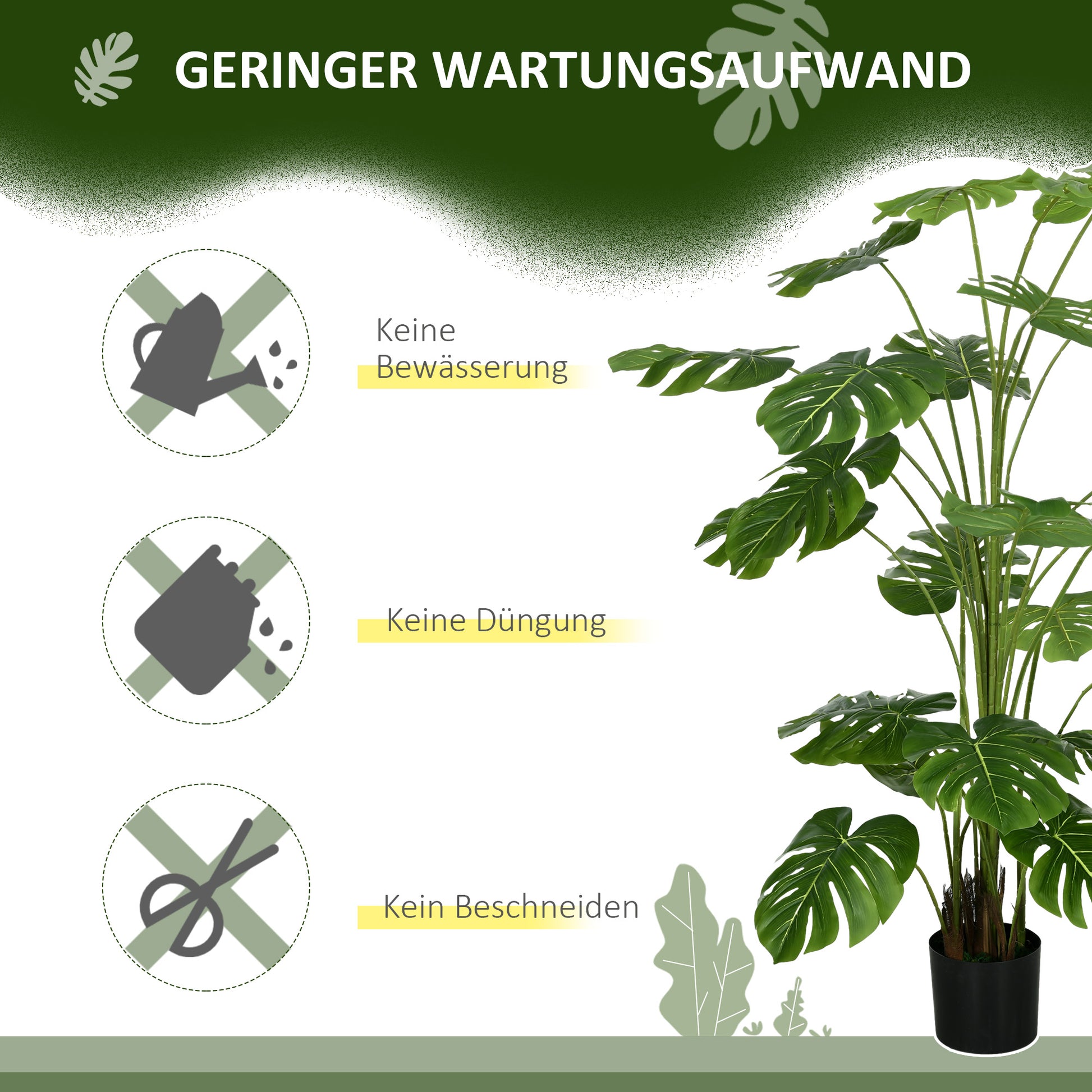 Artificial Plants, Artificial Monstera Deliciosa, 180 cm Artificial Plant with 24 Branches, Indoor Plant, Artificial Tree, Plant Decor for Indoor, Green