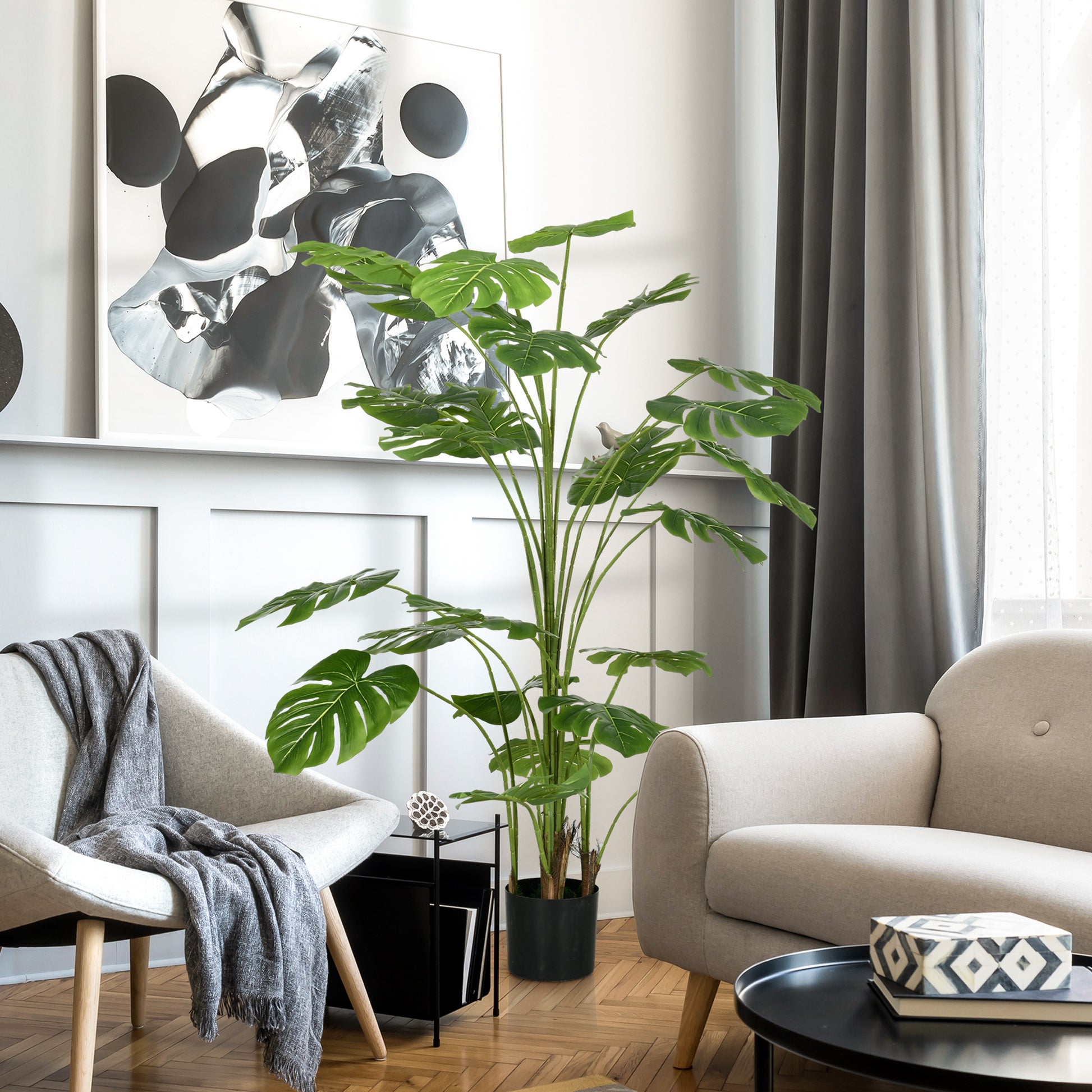 Artificial Plants, Artificial Monstera Deliciosa, 180 cm Artificial Plant with 24 Branches, Indoor Plant, Artificial Tree, Plant Decor for Indoor, Green