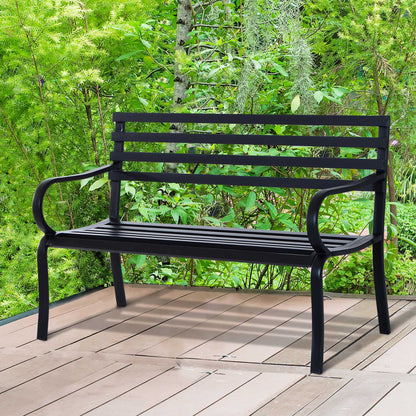 2-Seater Garden Bench Seat 240kg Capacity Bench Outdoor and Indoor Furniture 127 x 58 x 82 cm Black