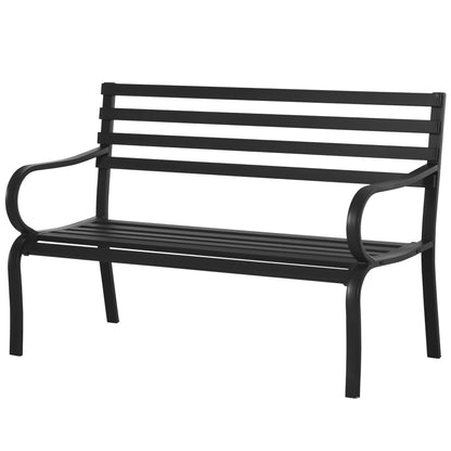 2-Seater Garden Bench Seat 240kg Capacity Bench Outdoor and Indoor Furniture 127 x 58 x 82 cm Black