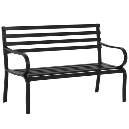 2-Seater Garden Bench Seat 240kg Capacity Bench Outdoor and Indoor Furniture 127 x 58 x 82 cm Black
