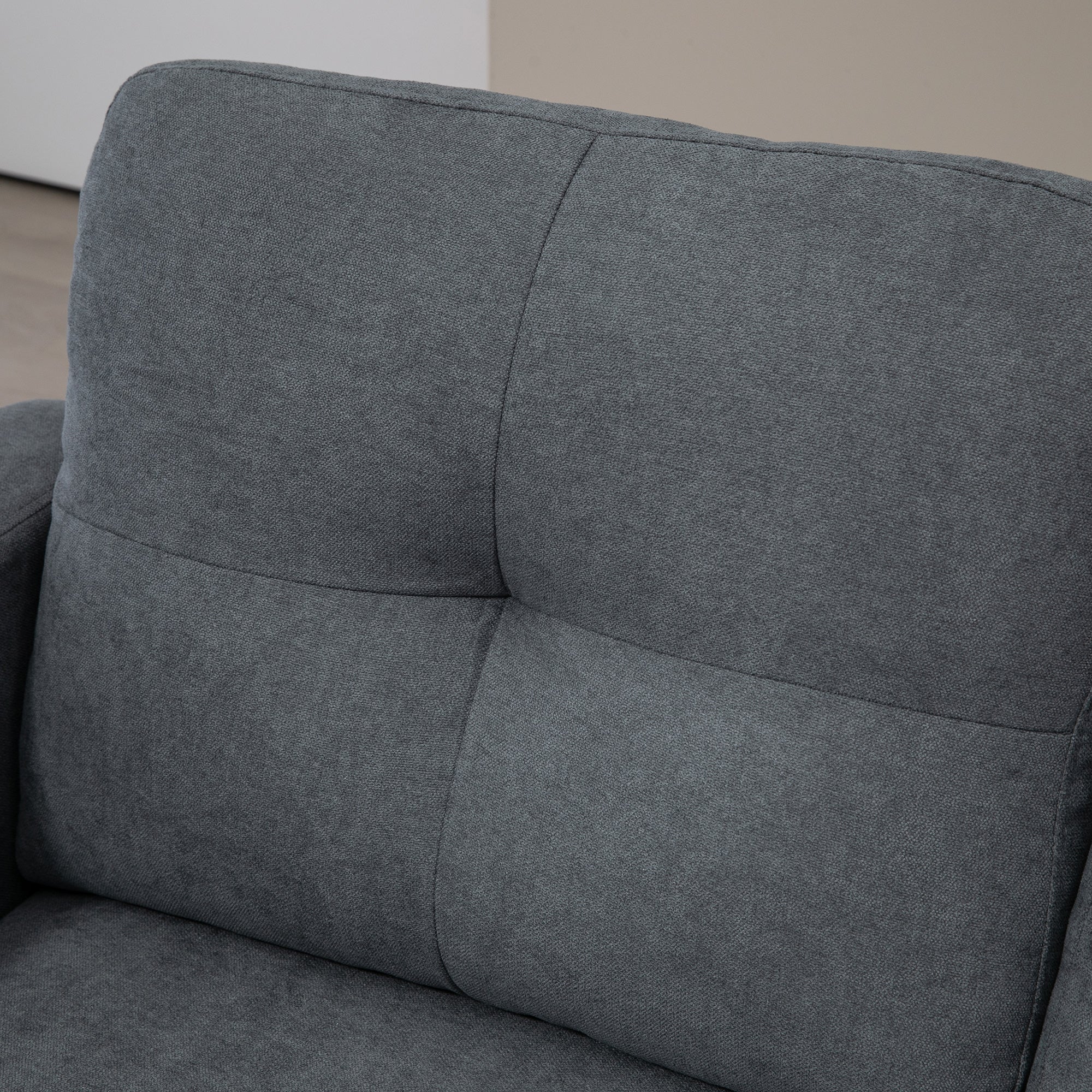 Sectional Sofa with Reversible Chaise Lounge L Shape Couch with Spring Core, High-Density Foam, Linen-Look for Living Room, Bedroom, 186 x 130 x 84 cm Dark Gray