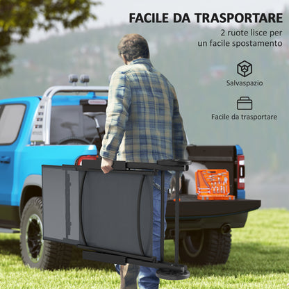 Folding Sun Lounger with Wheels and Adjustable Backrest in 5 Levels, Breathable Textilene 550g/m² Garden Lounger for Beach Pool Garden, 72x158x84cm, Gray