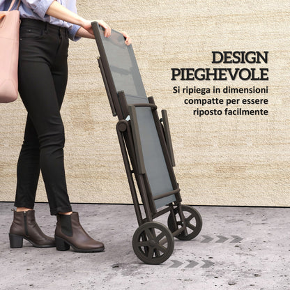 Folding Sun Lounger with Wheels and Adjustable Backrest in 5 Levels, Breathable Textilene 550g/m² Garden Lounger for Beach Pool Garden, 72x158x84cm, Gray