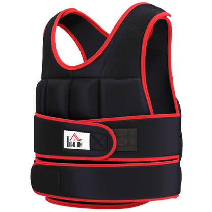 20 kg Training Vest Weighted Vest with Dual Straps Adjustable Strength Training Fitness Oxford Metal Sand Black+Red 60 x 50 cm
