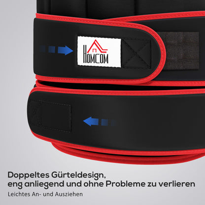 20 kg Training Vest Weighted Vest with Dual Straps Adjustable Strength Training Fitness Oxford Metal Sand Black+Red 60 x 50 cm