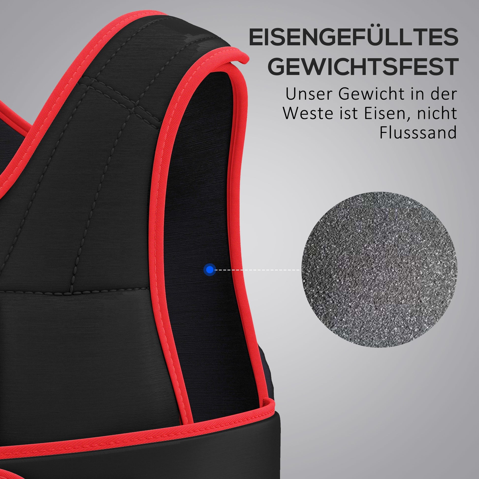 20 kg Training Vest Weighted Vest with Dual Straps Adjustable Strength Training Fitness Oxford Metal Sand Black+Red 60 x 50 cm