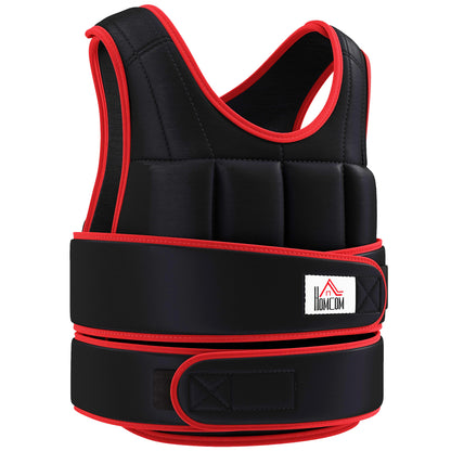 20 kg Training Vest Weighted Vest with Dual Straps Adjustable Strength Training Fitness Oxford Metal Sand Black+Red 60 x 50 cm