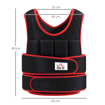 20 kg Training Vest Weighted Vest with Dual Straps Adjustable Strength Training Fitness Oxford Metal Sand Black+Red 60 x 50 cm