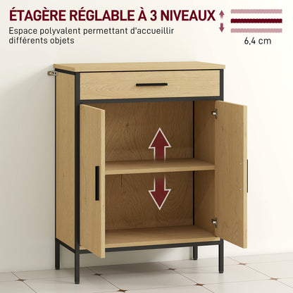 Bathroom Cabinet, Storage Cabinet with Drawer, Cupboard with Door, Adjustable Shelf and Soft-Close Hinges, Bathroom Cabinet, Kitchen, Living Room, 60 x 30 x 80 cm, Oak