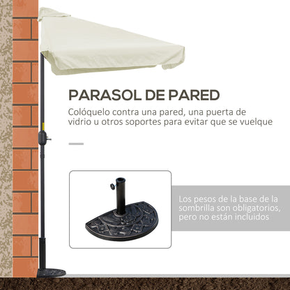 Rectangular Umbrella 230x130x249 cm Wall Parasol Half Umbrella with Crank UV Protection Waterproof Umbrella for Balcony Terrace Garden Cream