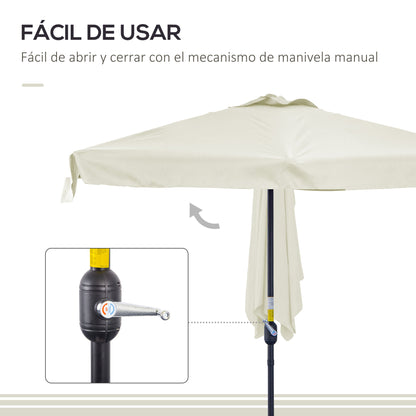 Rectangular Umbrella 230x130x249 cm Wall Parasol Half Umbrella with Crank UV Protection Waterproof Umbrella for Balcony Terrace Garden Cream