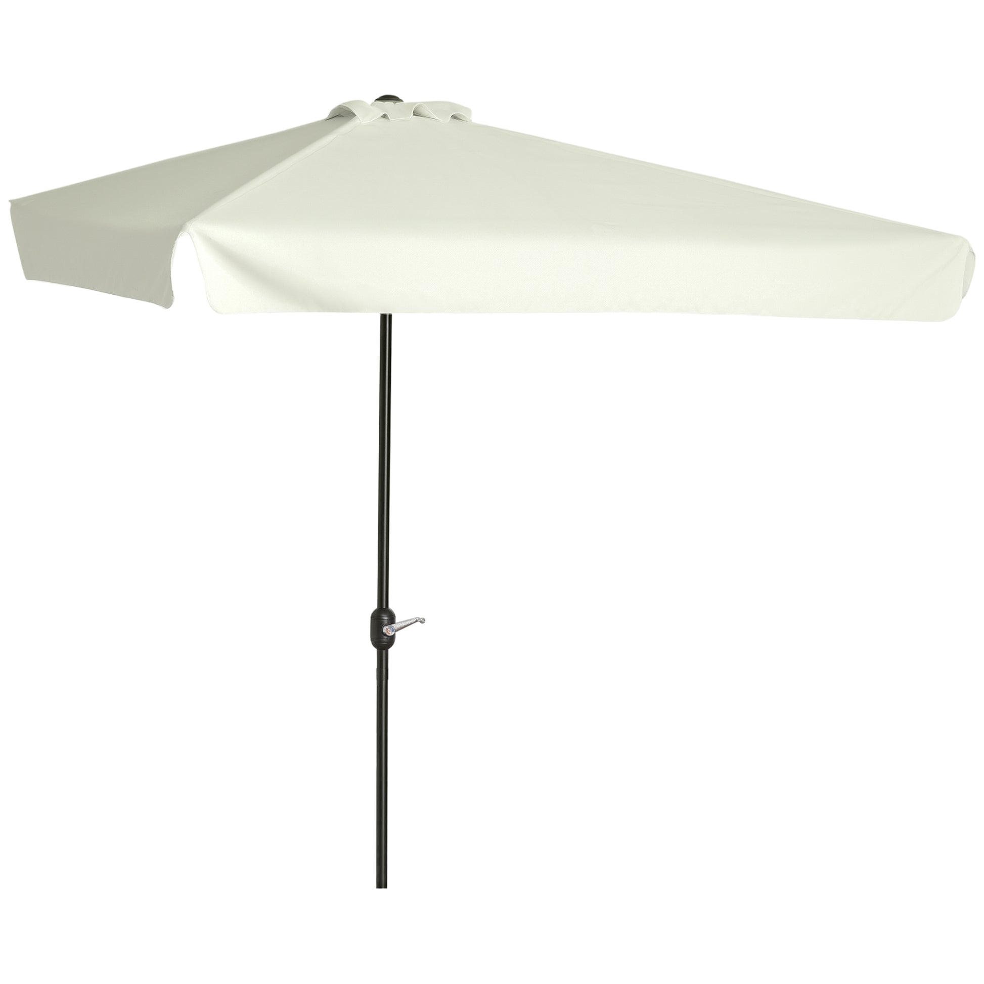 Rectangular Umbrella 230x130x249 cm Wall Parasol Half Umbrella with Crank UV Protection Waterproof Umbrella for Balcony Terrace Garden Cream