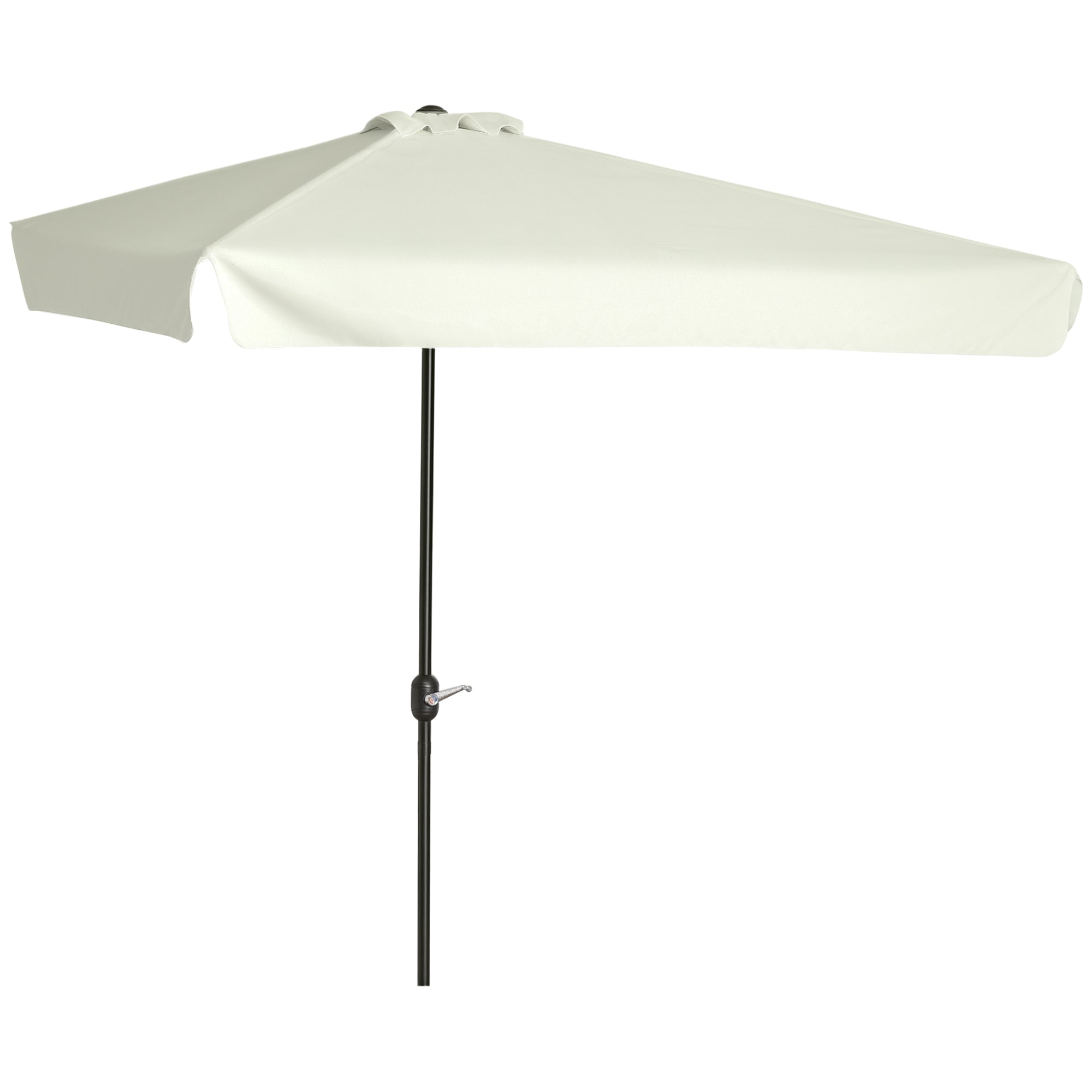 Rectangular Umbrella 230x130x249 cm Wall Parasol Half Umbrella with Crank UV Protection Waterproof Umbrella for Balcony Terrace Garden Cream