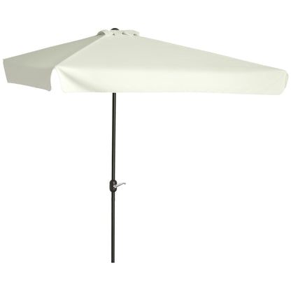 Rectangular Umbrella 230x130x249 cm Wall Parasol Half Umbrella with Crank UV Protection Waterproof Umbrella for Balcony Terrace Garden Cream