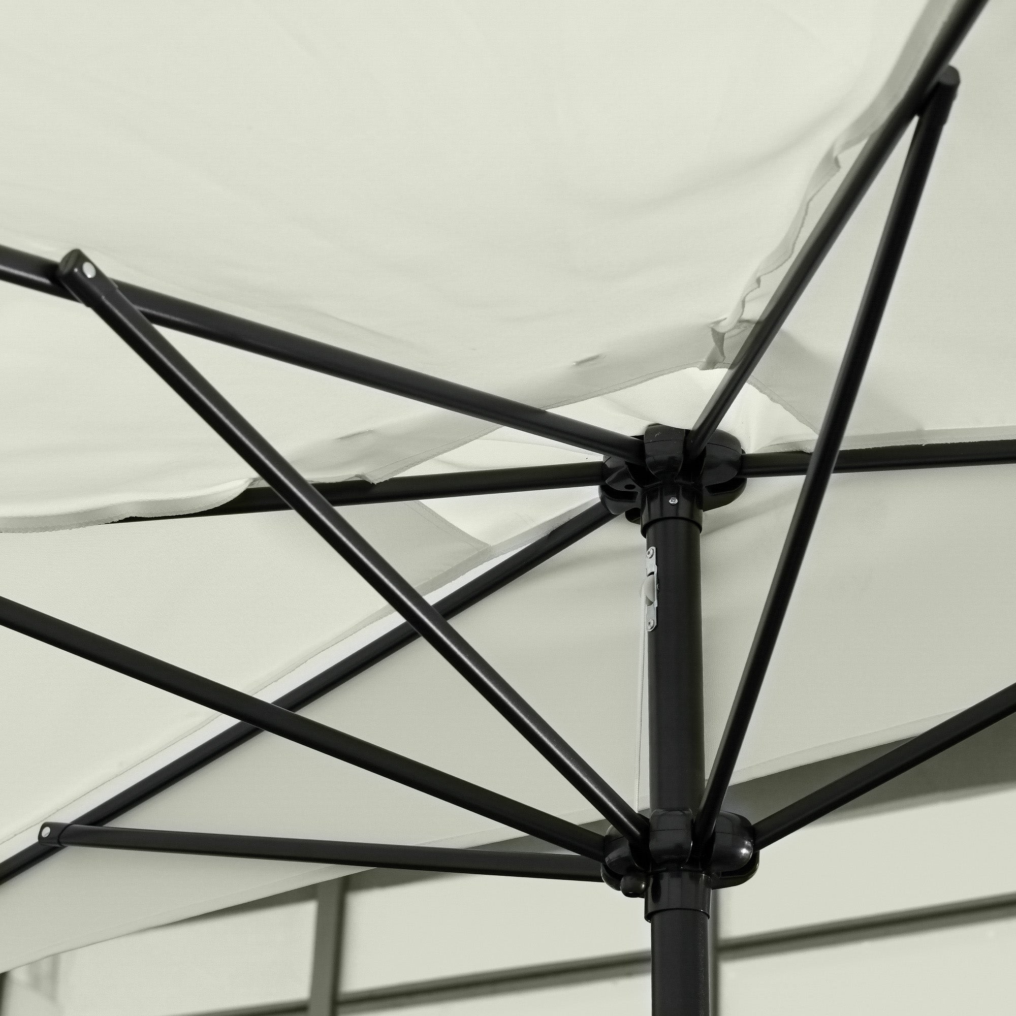 Rectangular Umbrella 230x130x249 cm Wall Parasol Half Umbrella with Crank UV Protection Waterproof Umbrella for Balcony Terrace Garden Cream