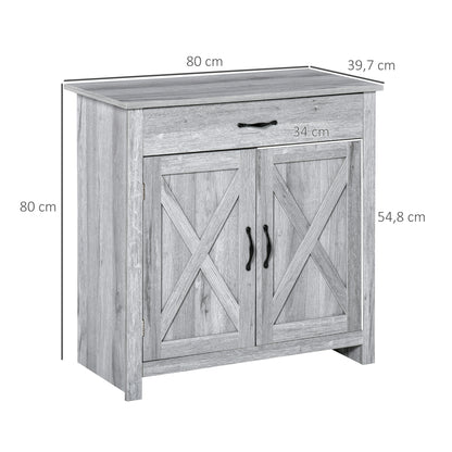 Kitchen Sideboard Buffet for Living Room with 1 Drawer 2 Doors and Adjustable Interior Shelf Decorative Auxiliary Furniture for Dining Room 80x39.7x80 cm Gray