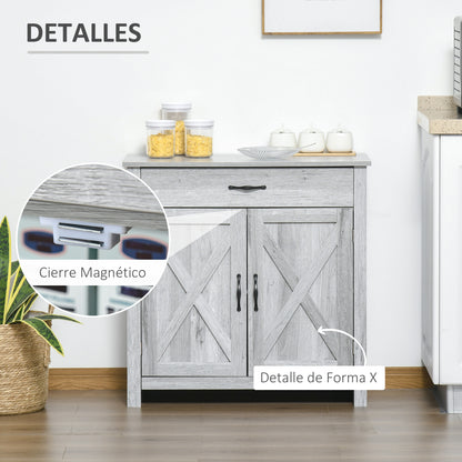 Kitchen Sideboard Buffet for Living Room with 1 Drawer 2 Doors and Adjustable Interior Shelf Decorative Auxiliary Furniture for Dining Room 80x39.7x80 cm Gray