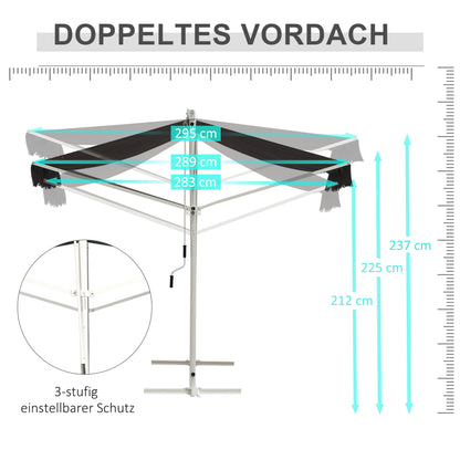 Freestanding Awning 4x3m Garden Sunshade with Folding Arm Crank Sun Protection Terrace Cover for Outdoor Garden Terrace Gray