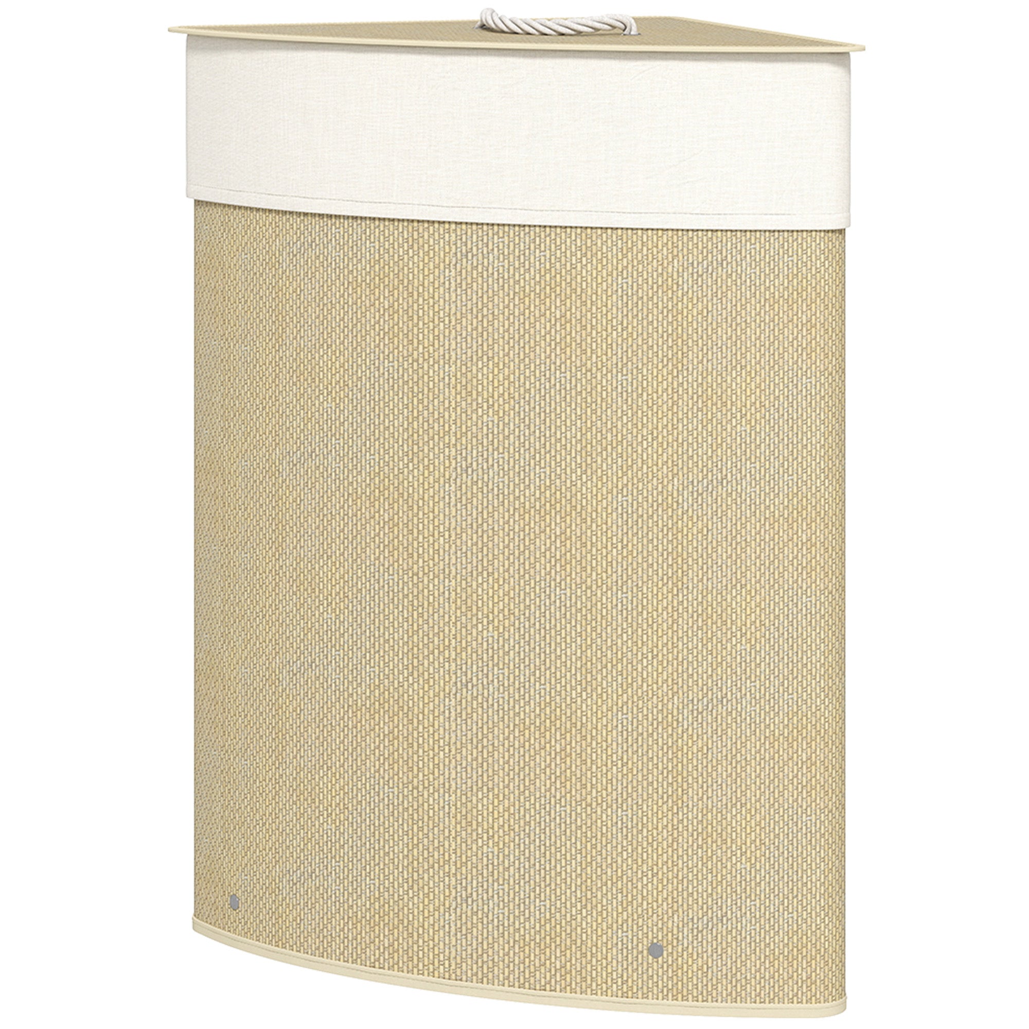 Bamboo Laundry Hamper 55 L – Triangle Corner Design with Removable Washable Liner, Lid & Handle, 35 x 35 x 60 cm (13.8 x 13.8 x 23.6 in), Natural
