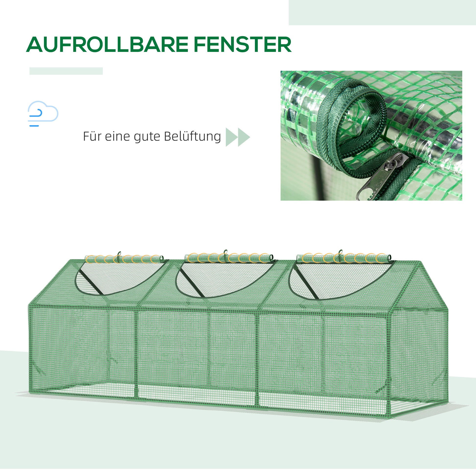 Greenhouse with Window PE Greenhouse Tomato House Cold Frame 180 x 60 x 60cm Green