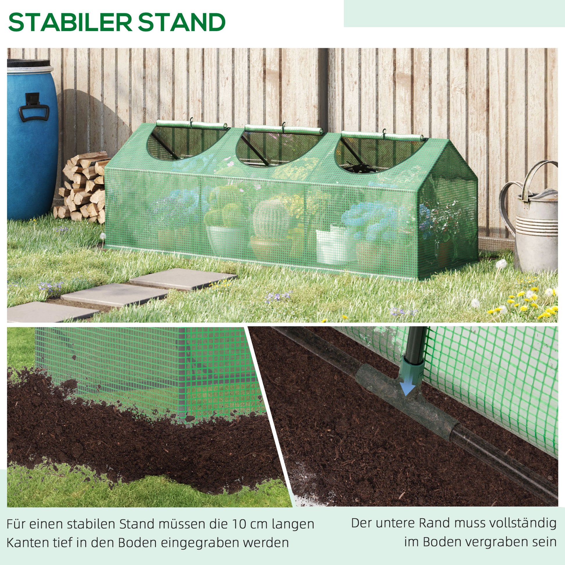Greenhouse with Window PE Greenhouse Tomato House Cold Frame 180 x 60 x 60cm Green
