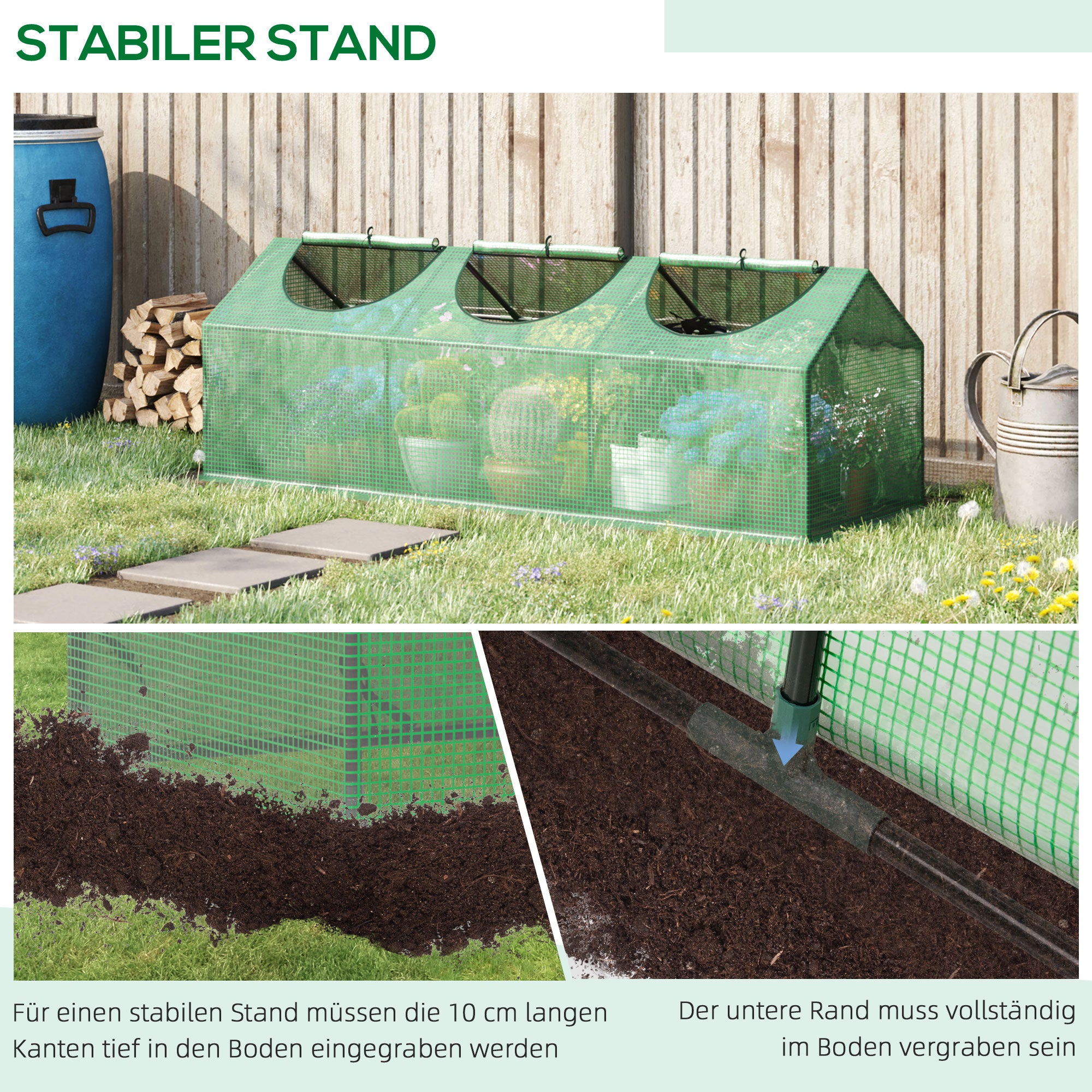 Greenhouse with Window PE Greenhouse Tomato House Cold Frame 180 x 60 x 60cm Green