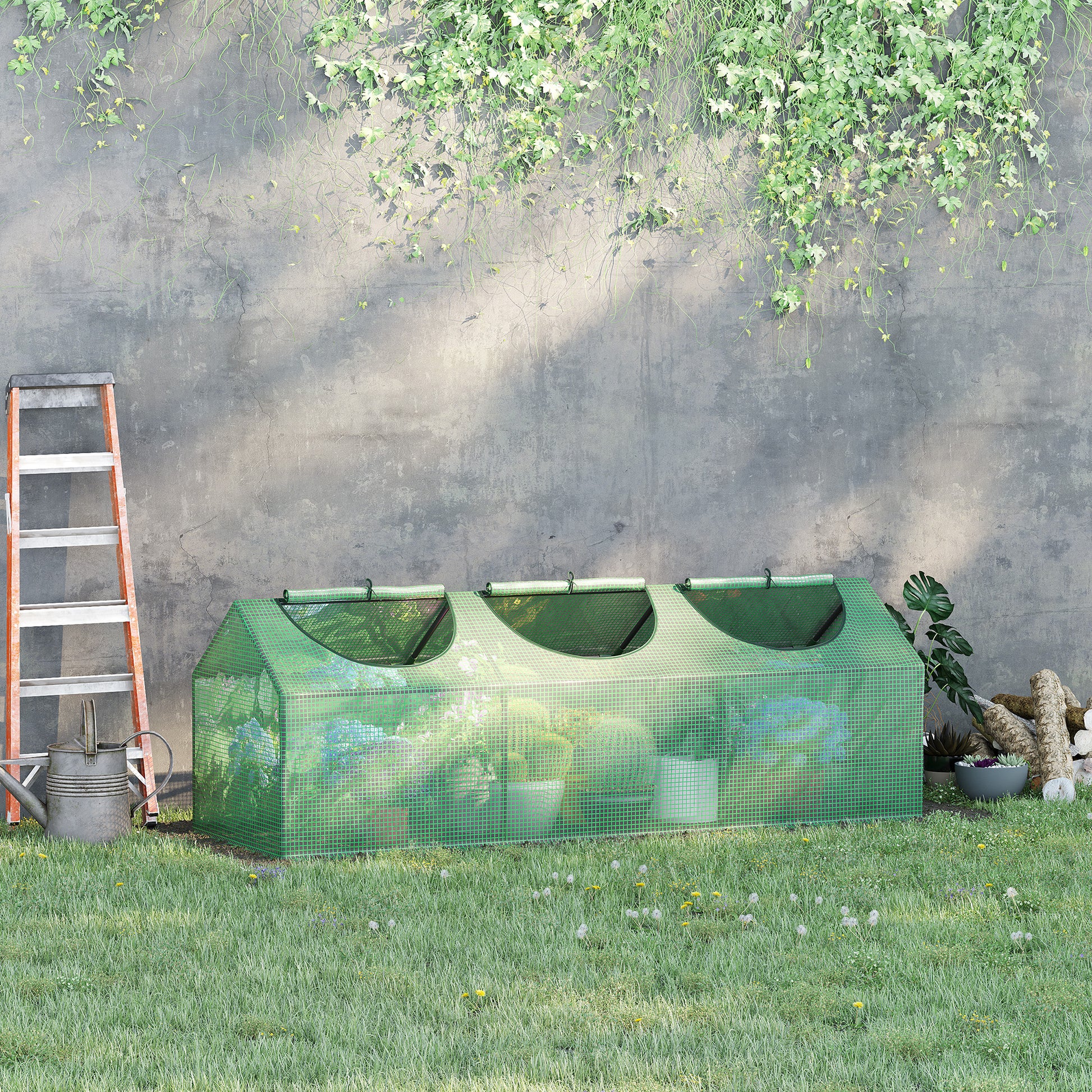 Greenhouse with Window PE Greenhouse Tomato House Cold Frame 180 x 60 x 60cm Green