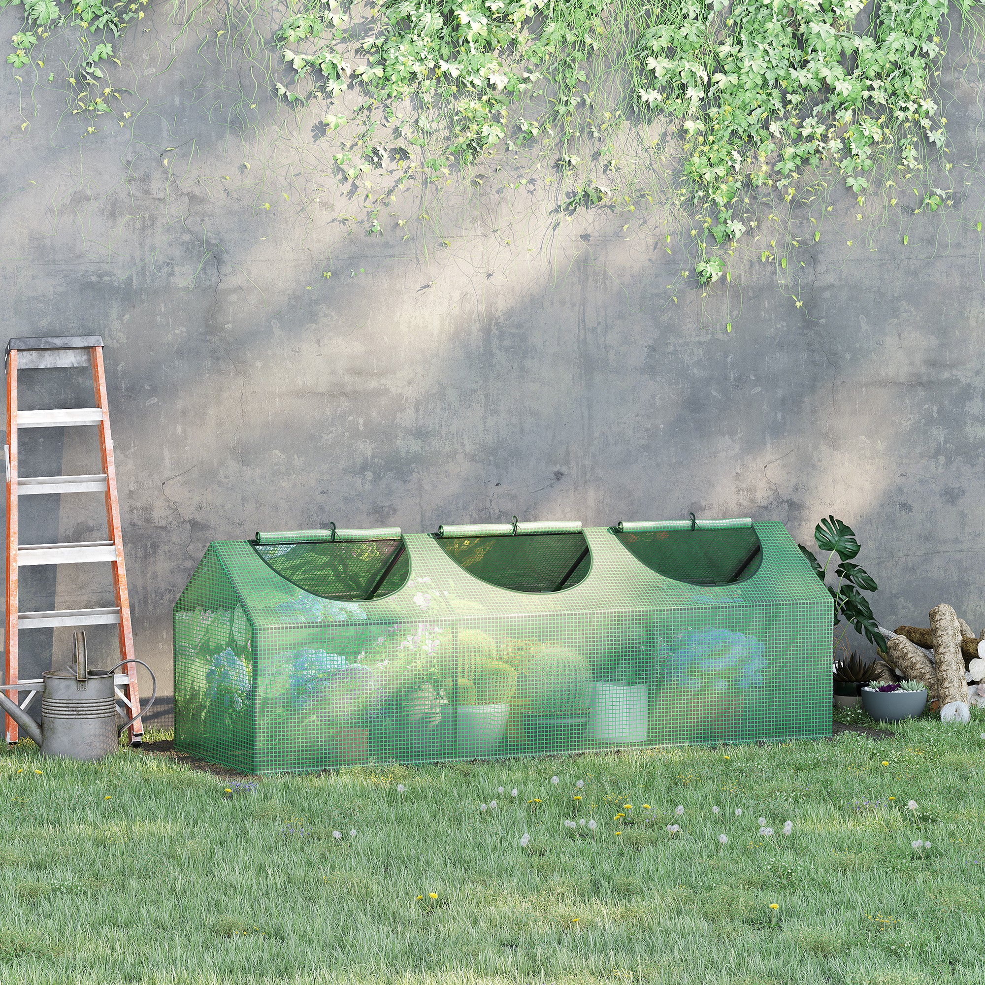 Greenhouse with Window PE Greenhouse Tomato House Cold Frame 180 x 60 x 60cm Green