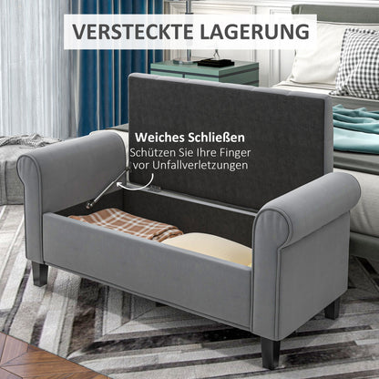 Padded Bench, Bed Bench, Seating Bench in Velvet Look, Entryway Bench with Storage for Bedroom, Supports up to 120 kg, Gray, 126 x 48.5 x 57 cm