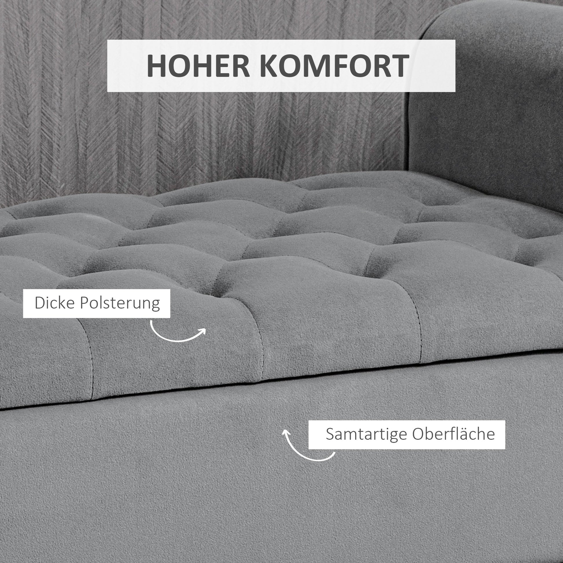 Padded Bench, Bed Bench, Seating Bench in Velvet Look, Entryway Bench with Storage for Bedroom, Supports up to 120 kg, Gray, 126 x 48.5 x 57 cm