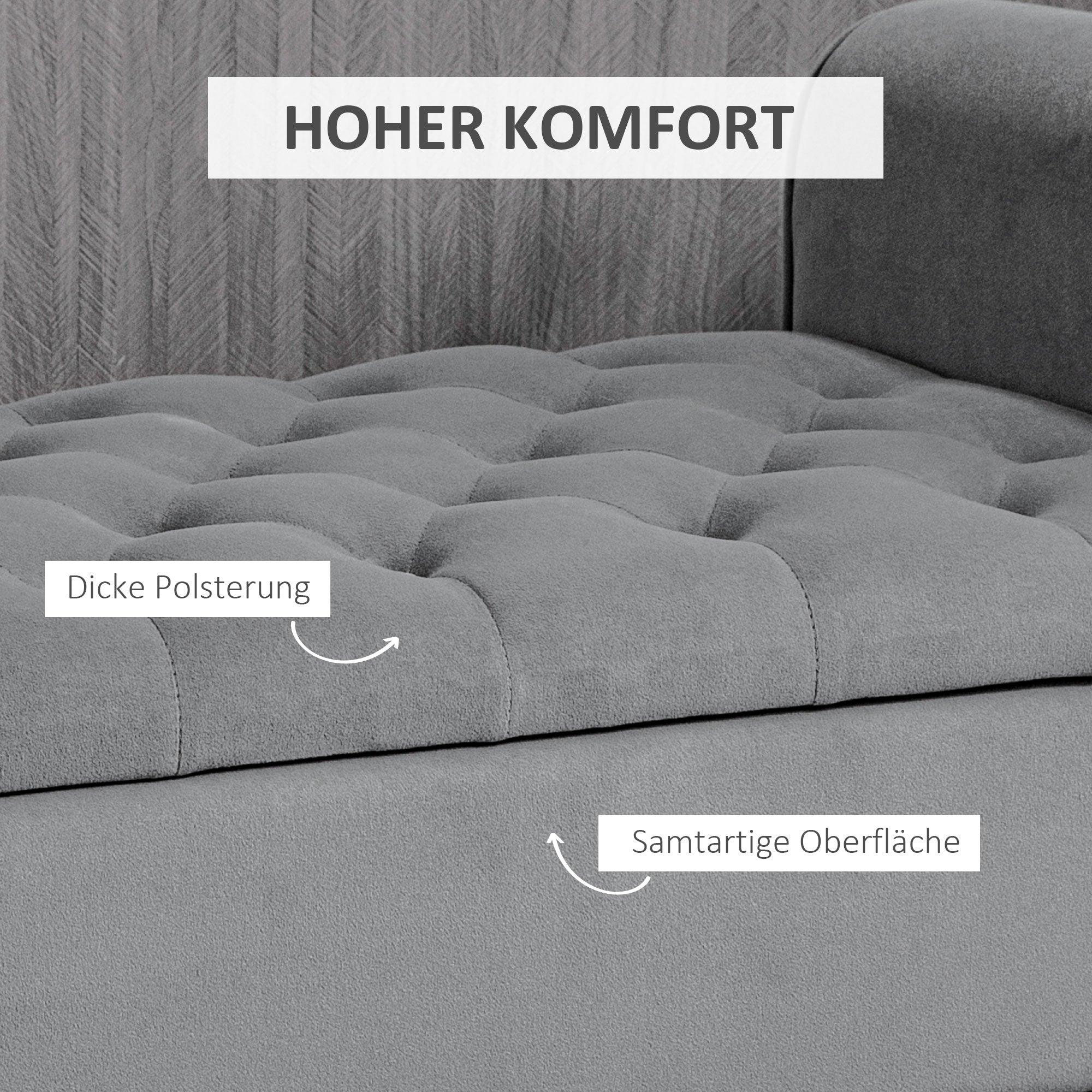 Padded Bench, Bed Bench, Seating Bench in Velvet Look, Entryway Bench with Storage for Bedroom, Supports up to 120 kg, Gray, 126 x 48.5 x 57 cm