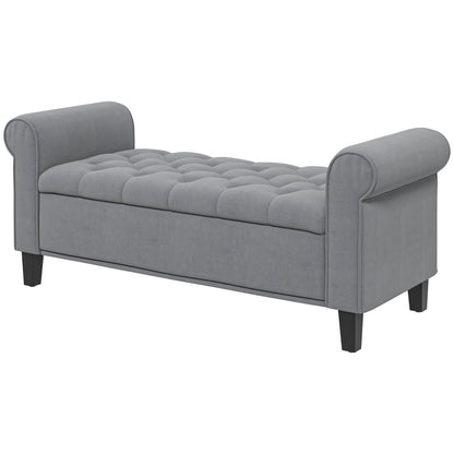 Padded Bench, Bed Bench, Seating Bench in Velvet Look, Entryway Bench with Storage for Bedroom, Supports up to 120 kg, Gray, 126 x 48.5 x 57 cm