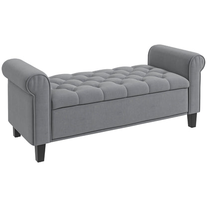 Padded Bench, Bed Bench, Seating Bench in Velvet Look, Entryway Bench with Storage for Bedroom, Supports up to 120 kg, Gray, 126 x 48.5 x 57 cm
