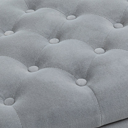 Padded Bench, Bed Bench, Seating Bench in Velvet Look, Entryway Bench with Storage for Bedroom, Supports up to 120 kg, Gray, 126 x 48.5 x 57 cm