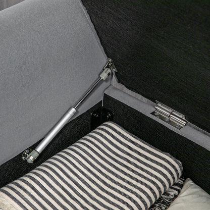 Padded Bench, Bed Bench, Seating Bench in Velvet Look, Entryway Bench with Storage for Bedroom, Supports up to 120 kg, Gray, 126 x 48.5 x 57 cm