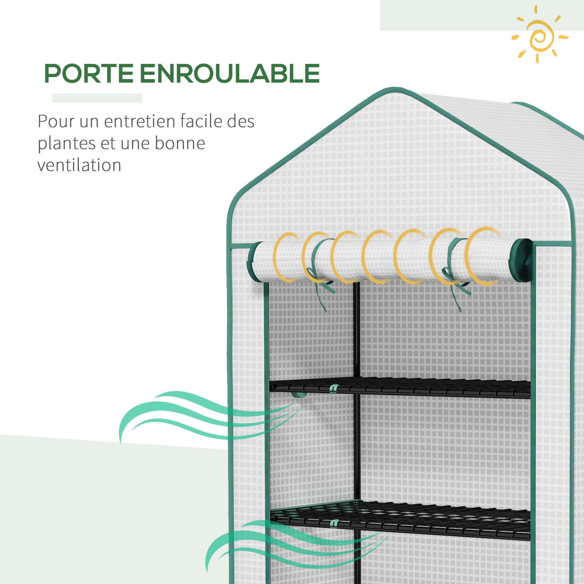 Garden Greenhouse with 5 Shelves, Balcony Greenhouse, Reinforced 135 g/m² Tarpaulin, Steel Frame, Roll-Up Zippered Door, for Vegetables Plants Flowers, 90x49x193cm, White