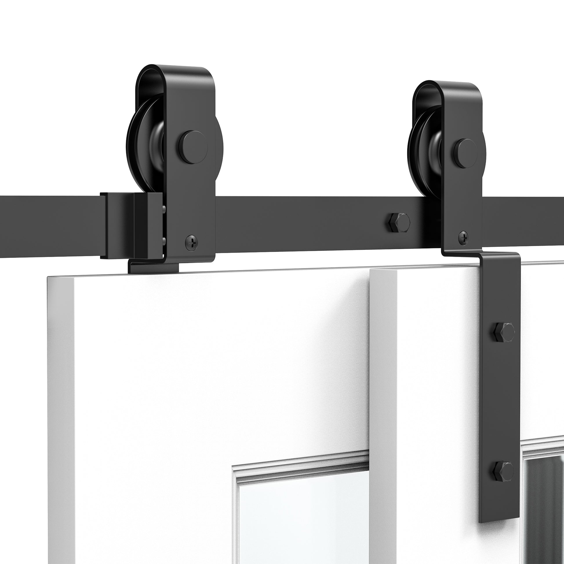 Sliding Door System Sliding Door Hardware for Wooden Sliding Door 9 Accessories Black