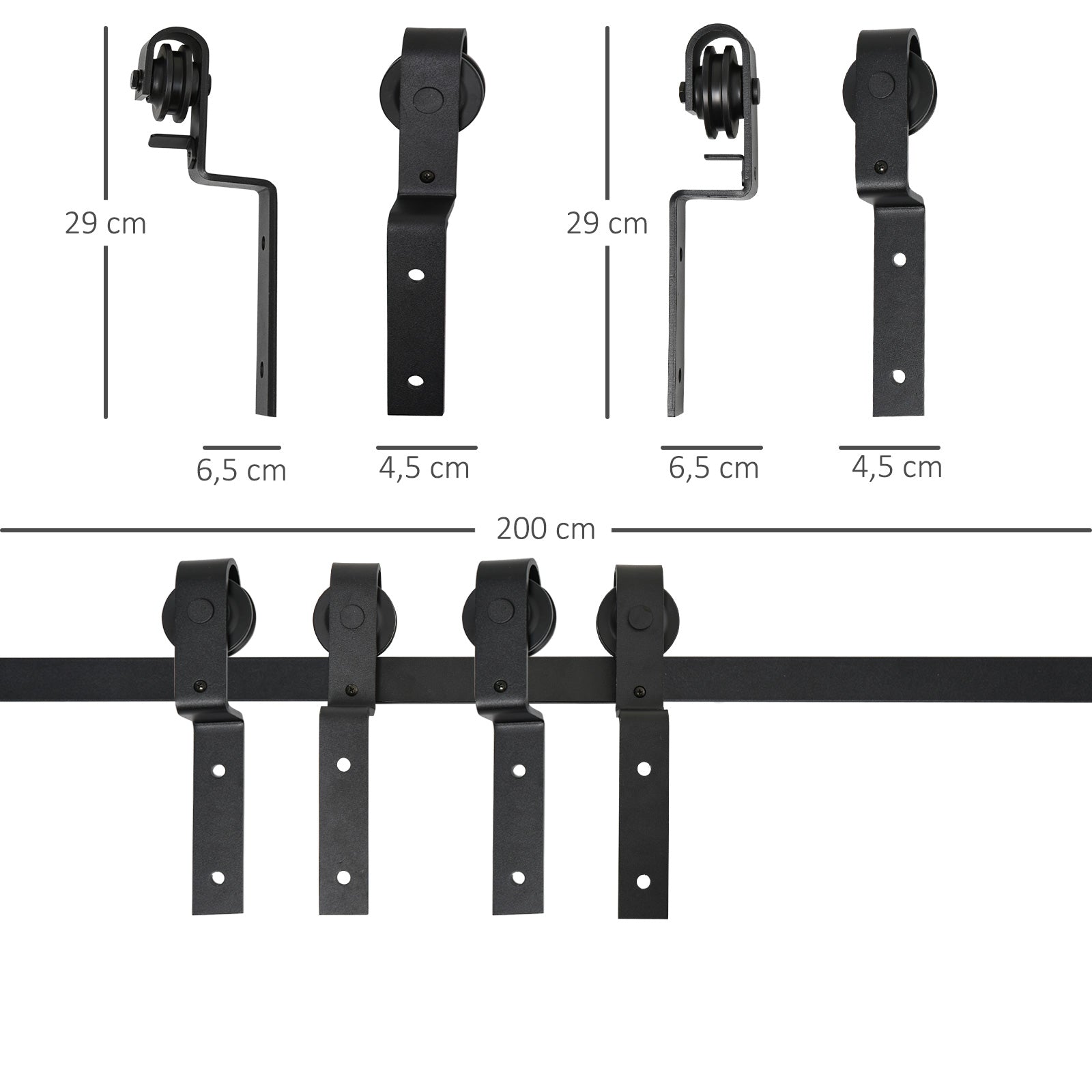 Sliding Door System Sliding Door Hardware for Wooden Sliding Door 9 Accessories Black