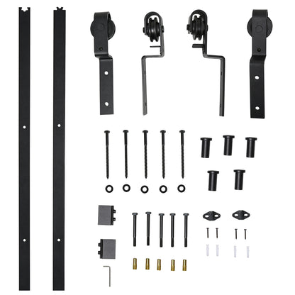 Sliding Door System Sliding Door Hardware for Wooden Sliding Door 9 Accessories Black