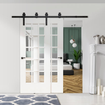 Sliding Door System Sliding Door Hardware for Wooden Sliding Door 9 Accessories Black