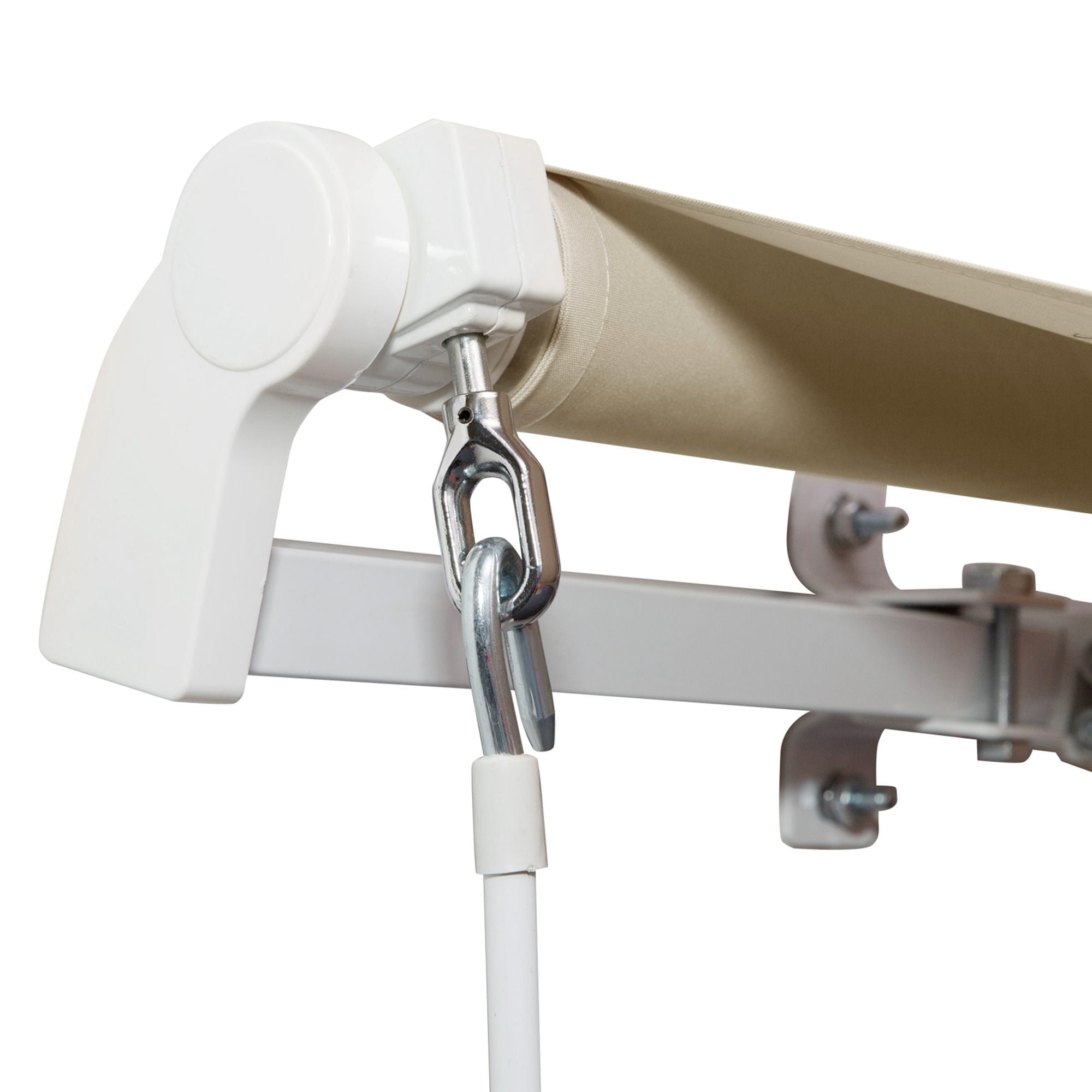 Manual Retractable Awning 350x250 cm Balcony Awning with Waterproof and Anti-UV Metal Crank Outdoor Roll-up Awning for Garden Terrace Windows Cream