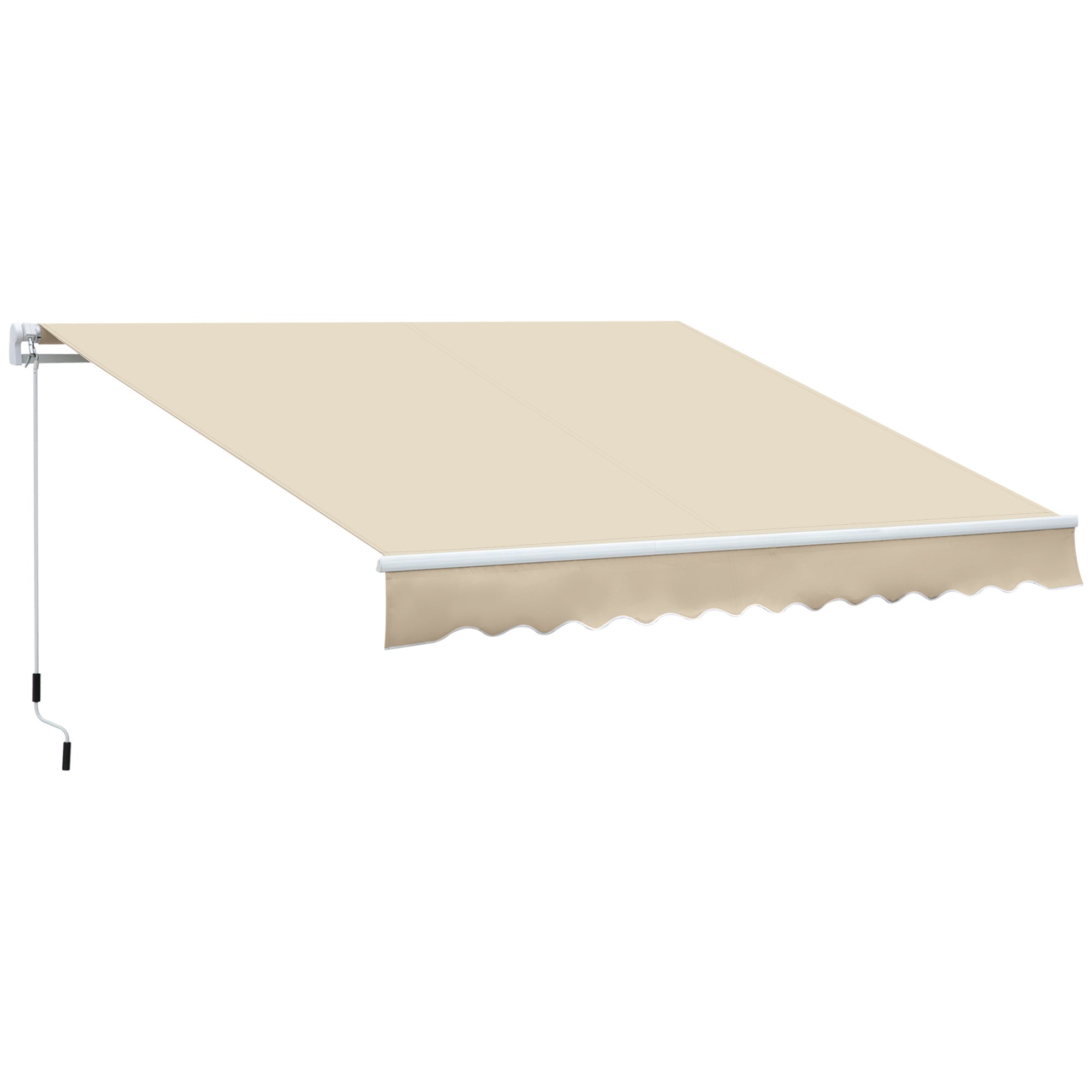 Manual Retractable Awning 350x250 cm Balcony Awning with Waterproof and Anti-UV Metal Crank Outdoor Roll-up Awning for Garden Terrace Windows Cream