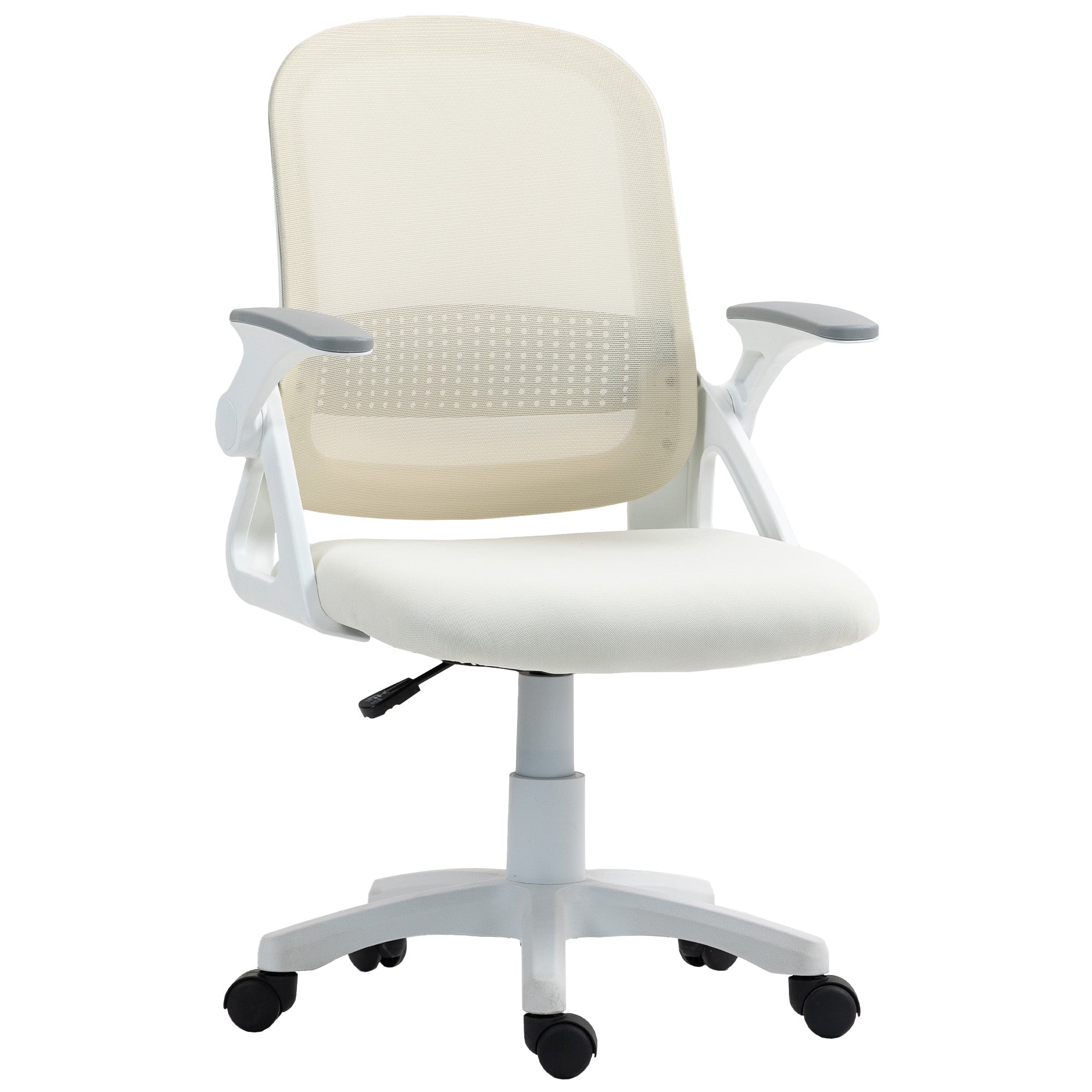 Ergonomic Mesh Office Chair with Flip-Up Arms, Lumbar Support, Adjustable Height & Tilt — White