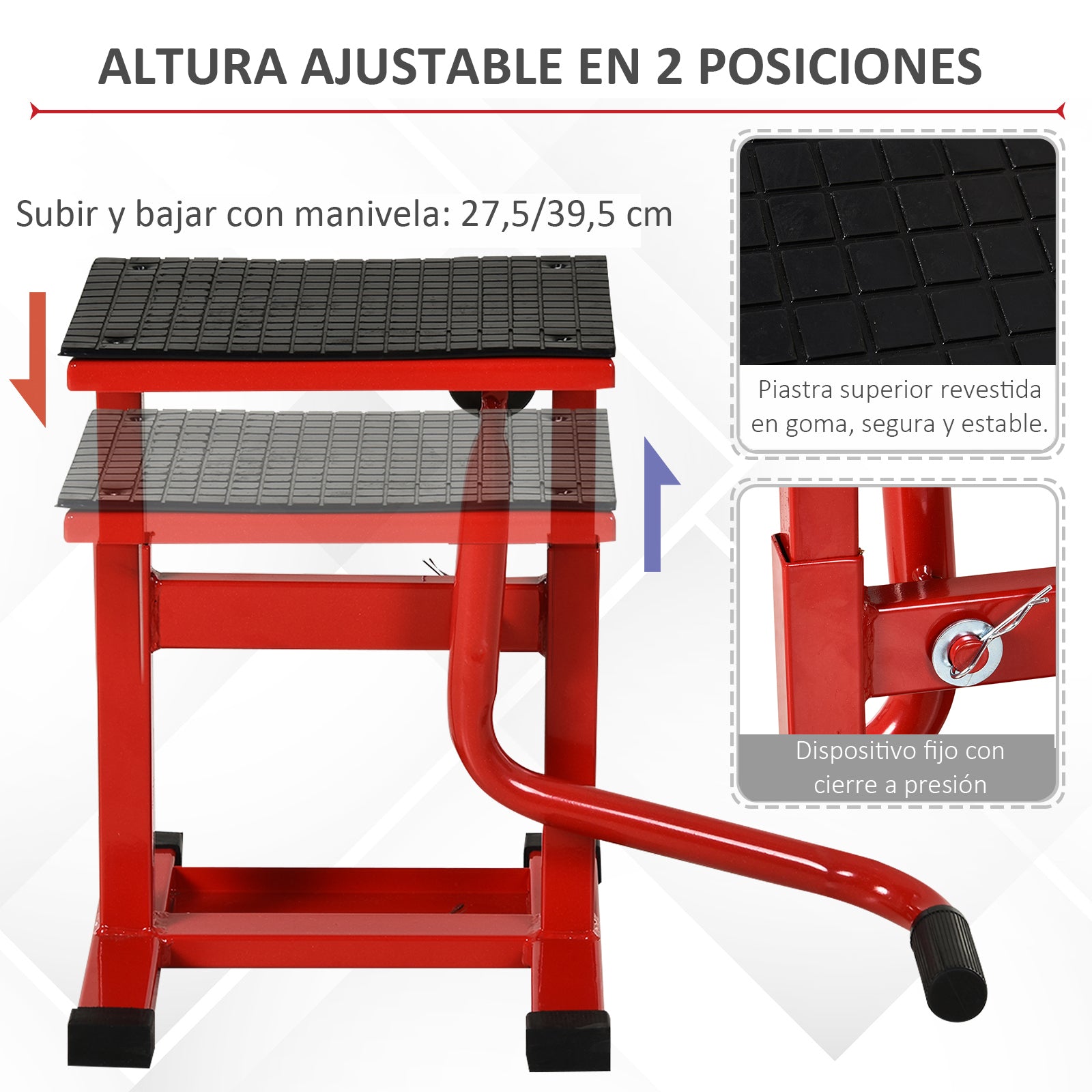 Adjustable Height Lifting Platform 27.5-39.5 cm Motorcycle Lift with Crank Non-Slip Base Lifting Stand 150 kg Load for Motorcycle Repair Workshop Garage