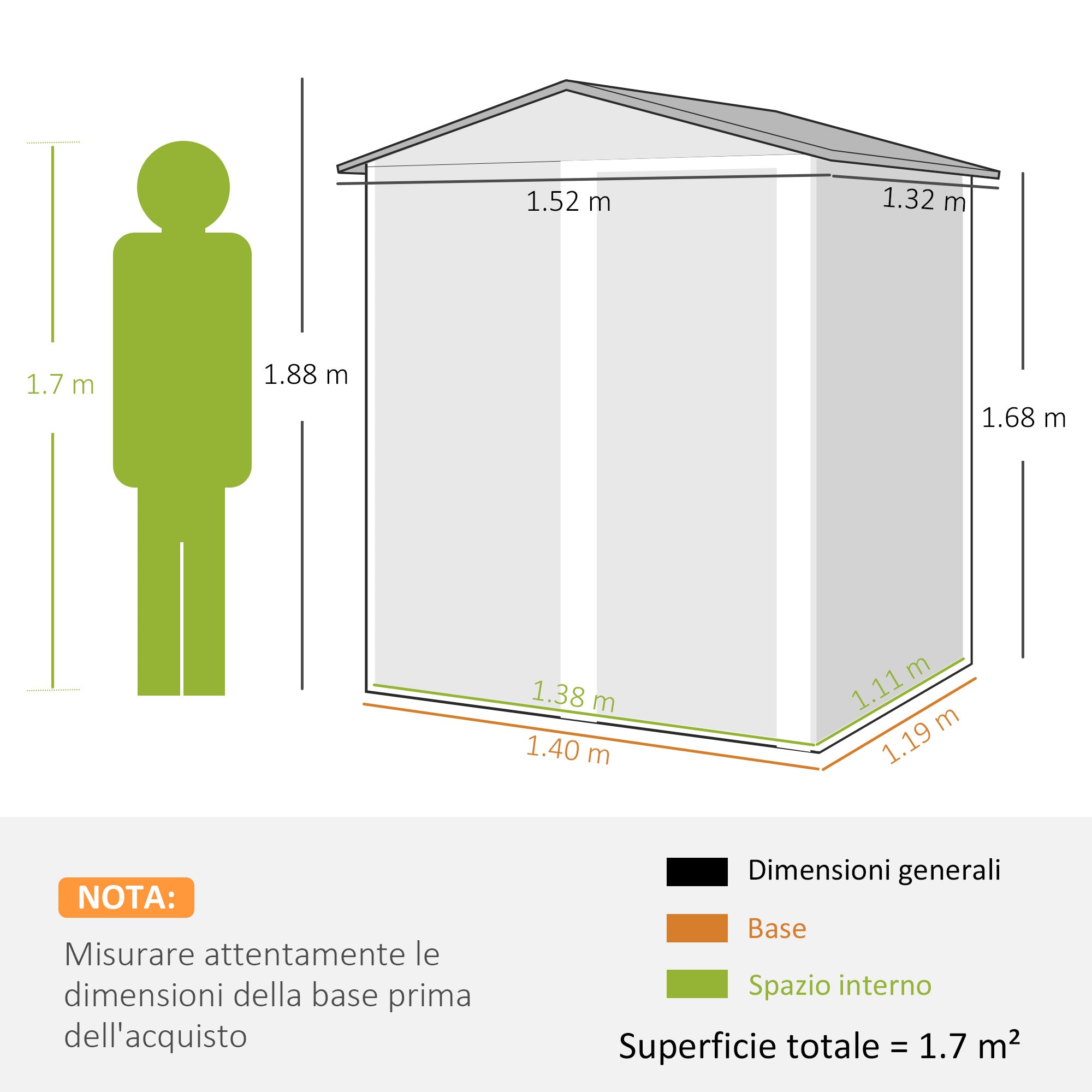 Zinc-Coated Steel Garden Shed, Tool Storage Shed with Sloping Roof and 4 Air Vents, 152x132x188cm, Dark Grey and White