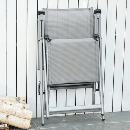 Folding Garden Lounger Chair Beach Seat Adjustable in 10 Positions with High Backrest and Breathable Footrest Max Load 120 kg 78x58x110 cm Gray