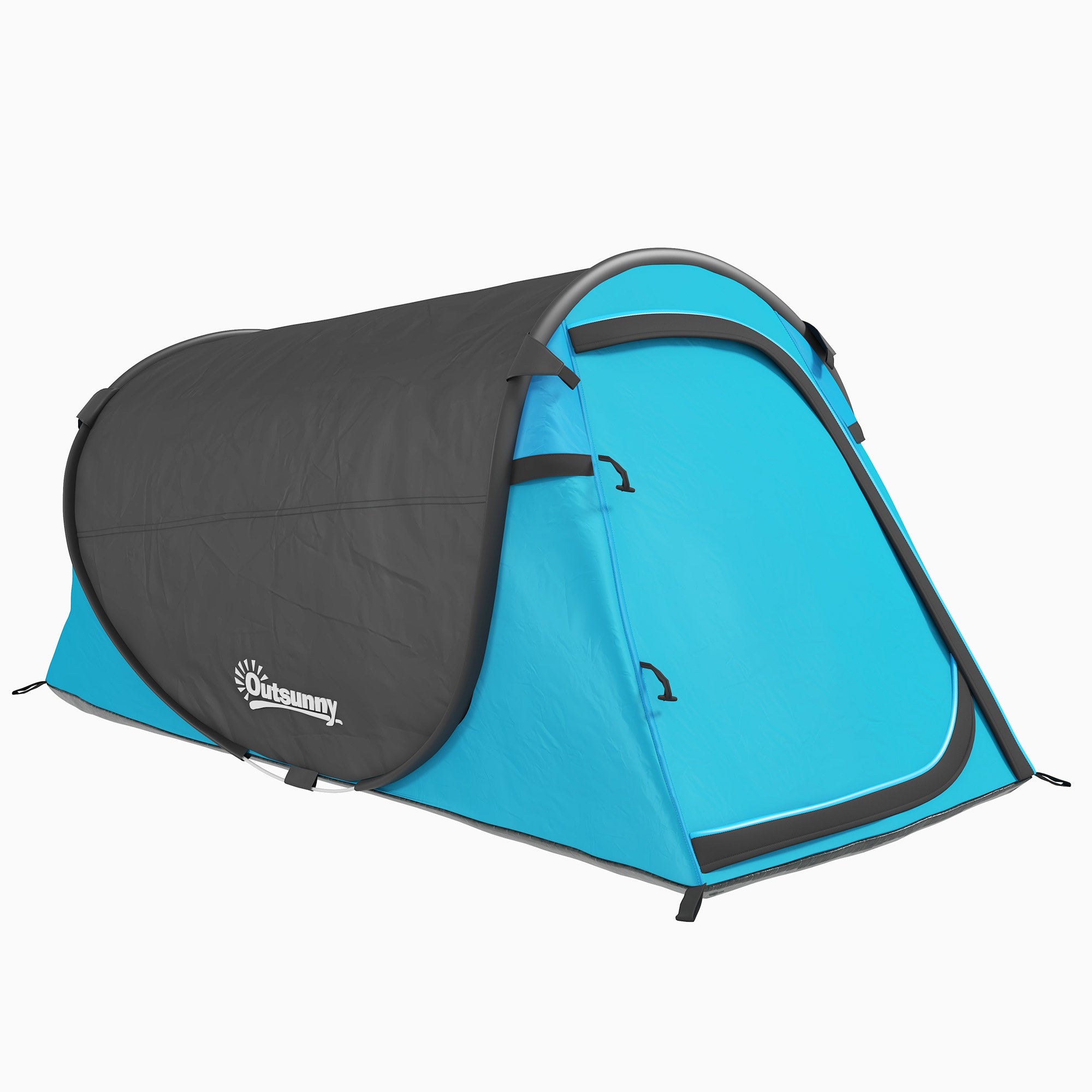 Pop-Up Tent for 1-2 People, Camping Tent for 3 Seasons, Polyester, Fiberglass, Blue+Gray, 220 x 108 x 110 cm