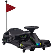 Kids Electric Go-Kart 12V 3-8 km/h Drift Kart with Drift Mode, Slow Start, Go-Kart with Lights Music, Safety Belt Children's Vehicle for 8-12 Years Kids Black