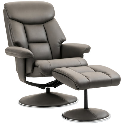 Recliner with Ottoman, TV Armchair with Reclining Function, Rocking Feature, High Backrest for Bedroom, Living Room, Faux Leather, Gray